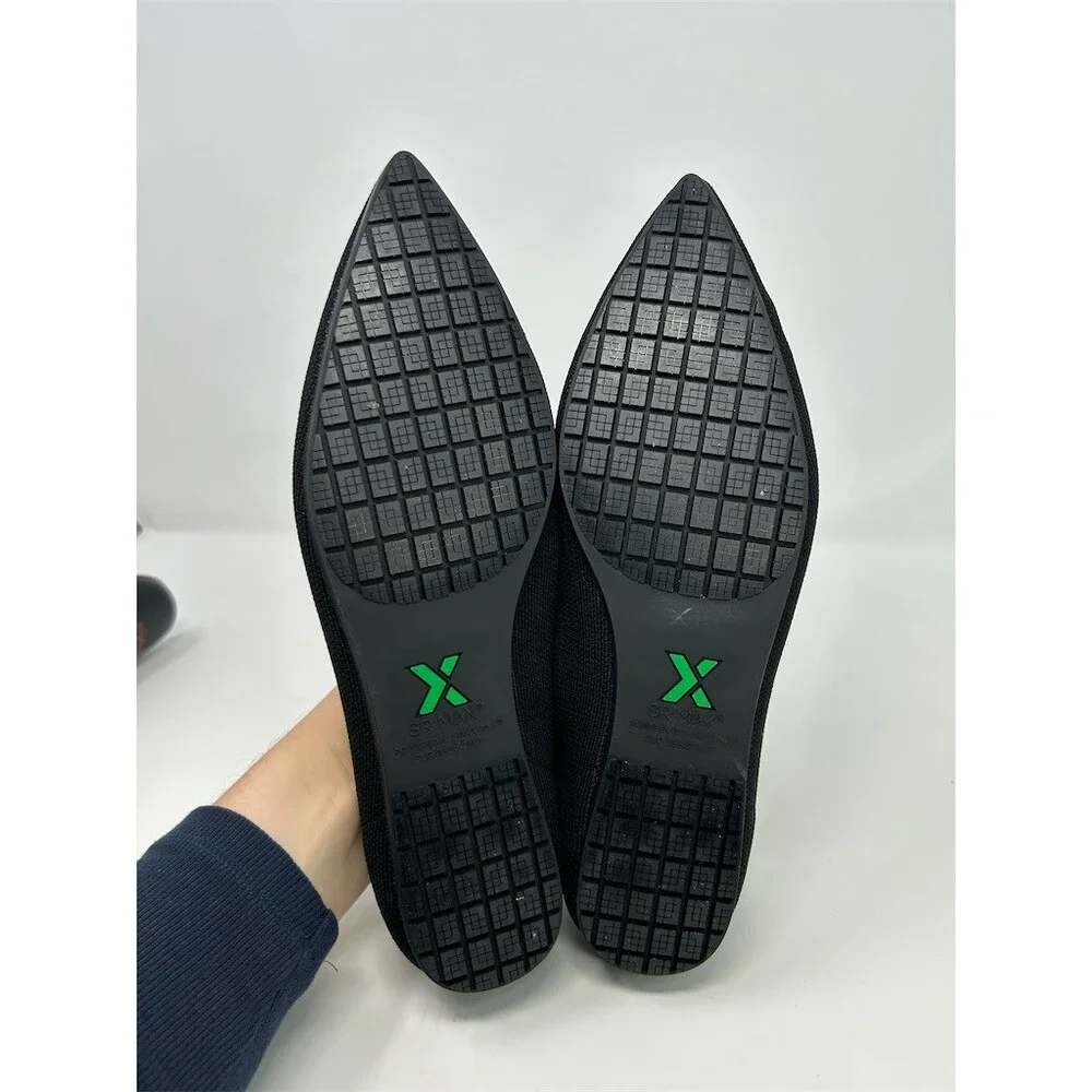 SR Max Albright Women's Slip Resistant Slip-On Flats Black Pointed Toe Size 11